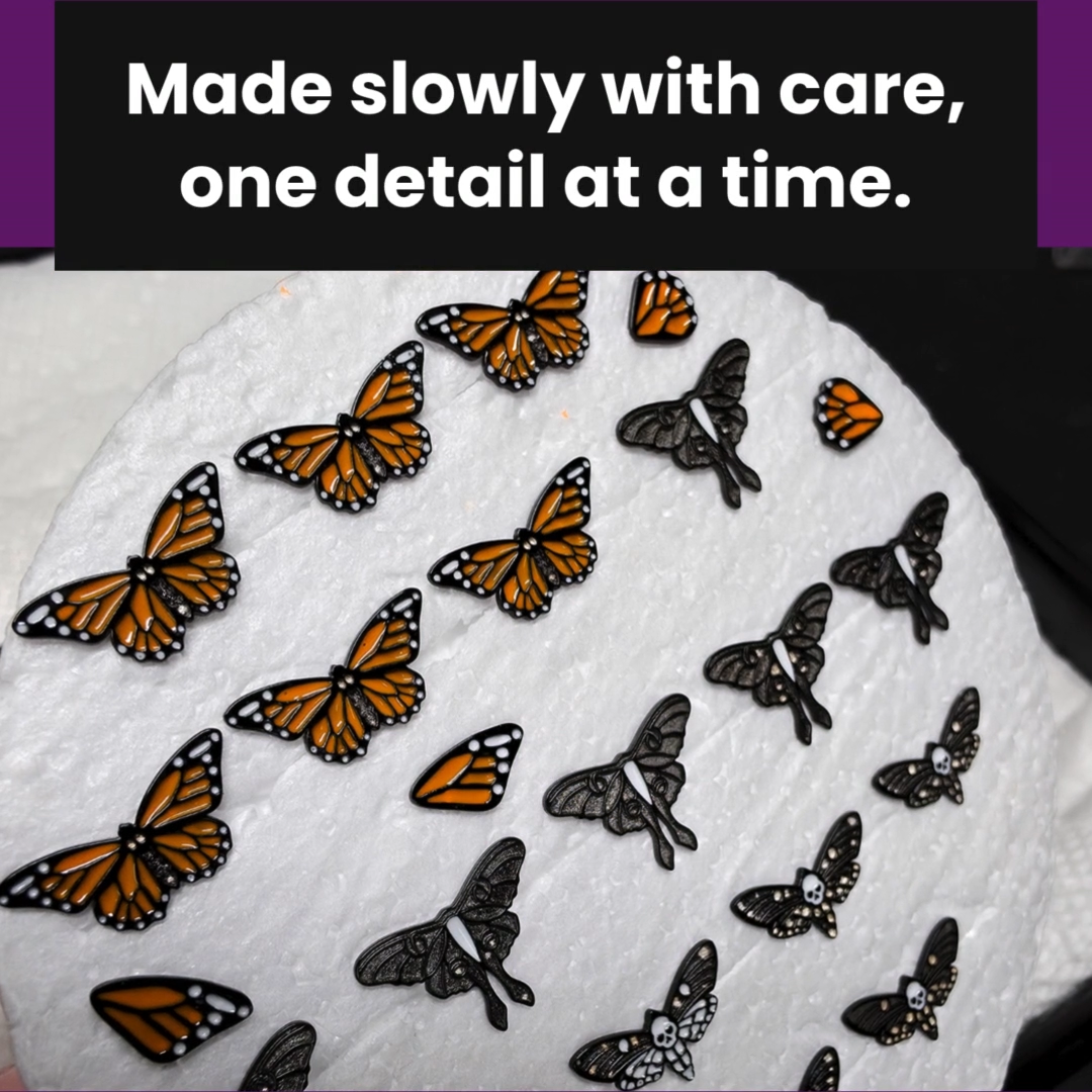 metal lotus captive bead designs in the process of being made