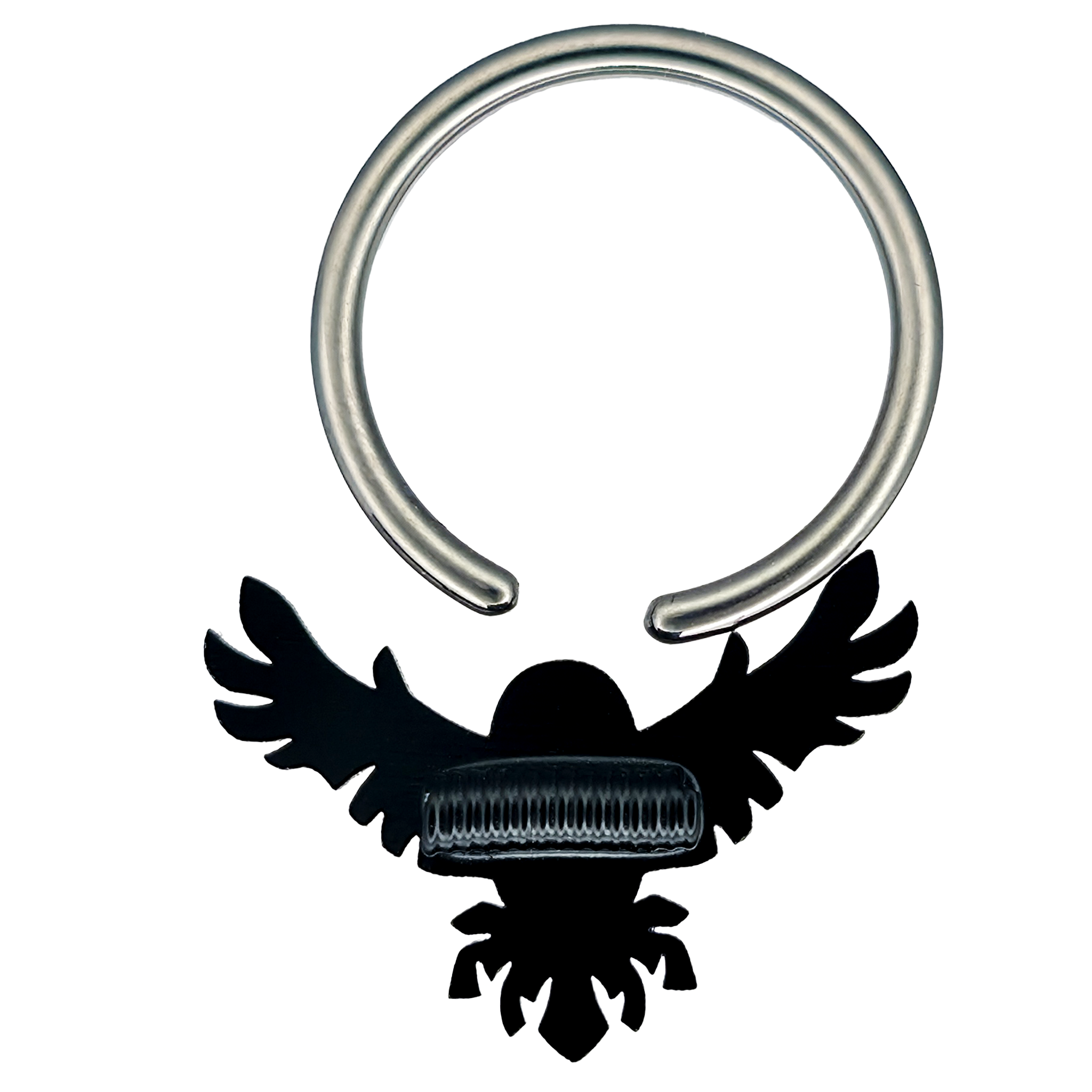 back side of raven skeleton captive bead ring