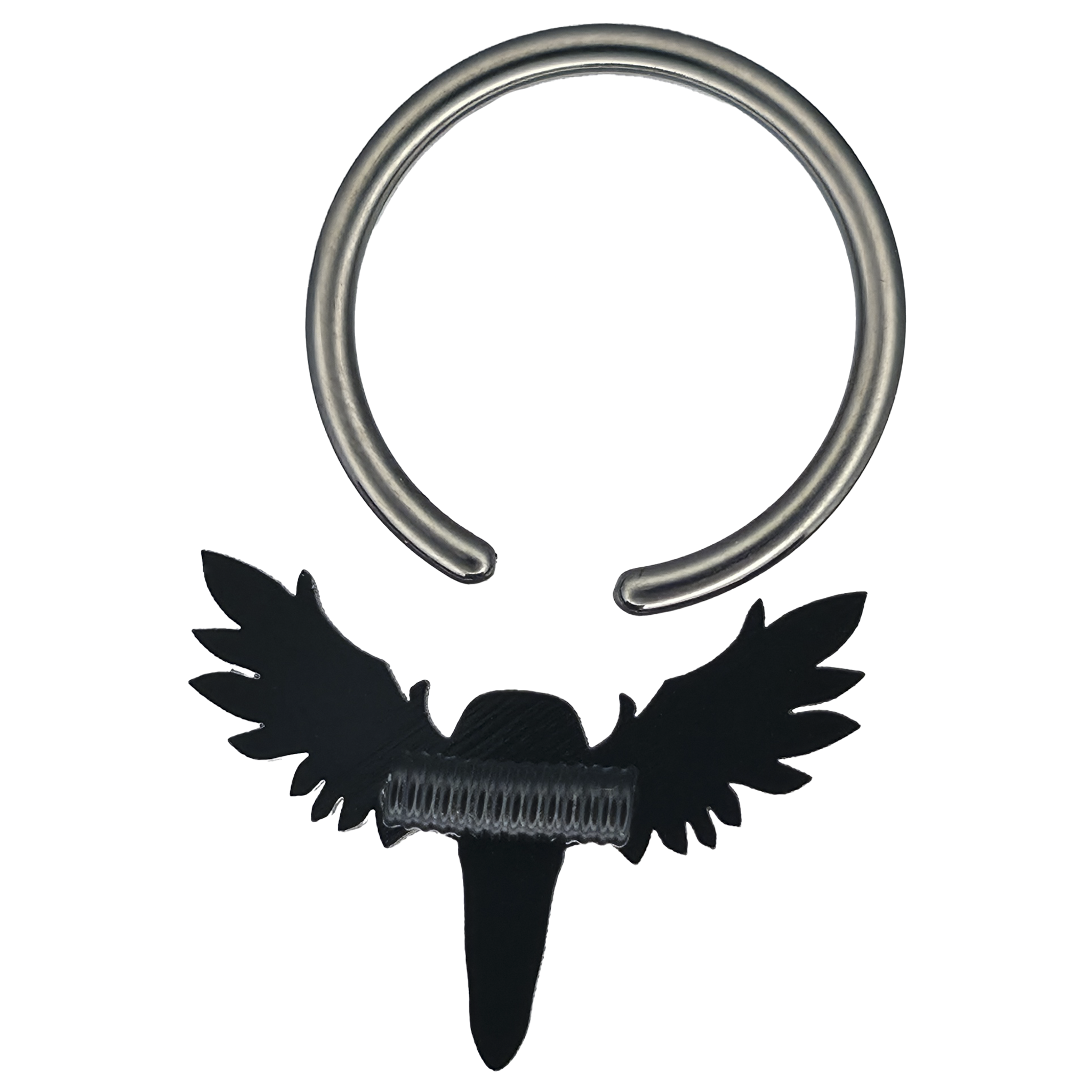 back side of raven skull captive bead ring