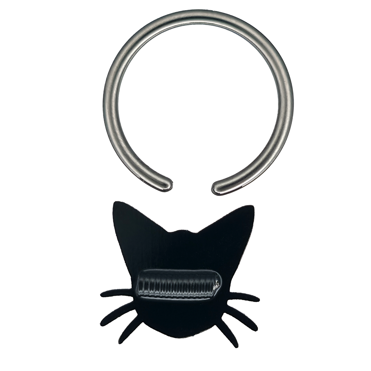 back side of cat skull captive bead ring