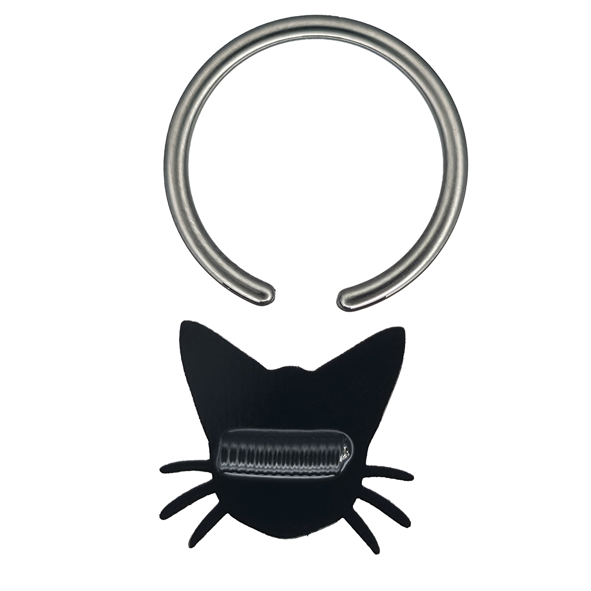 back side of cat skull captive bead ring