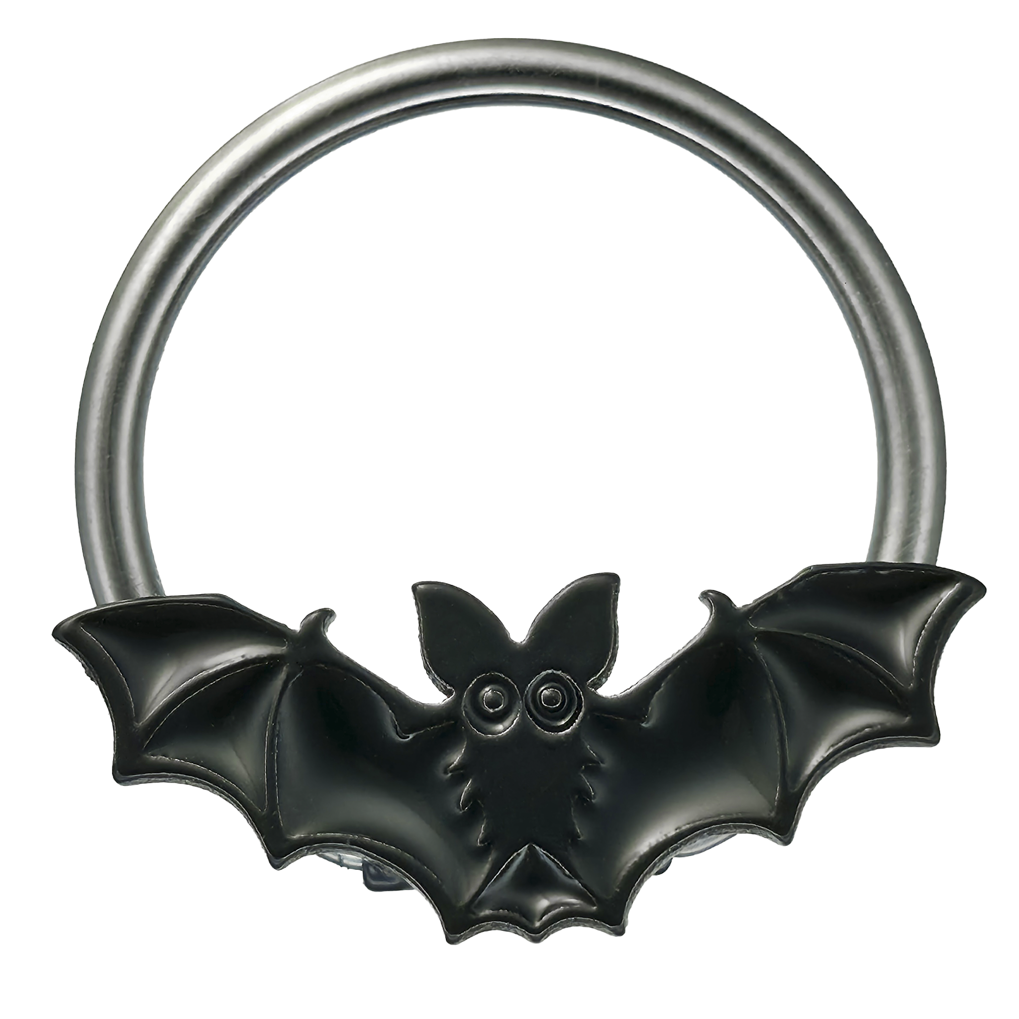 black halloween bat captive bead ring