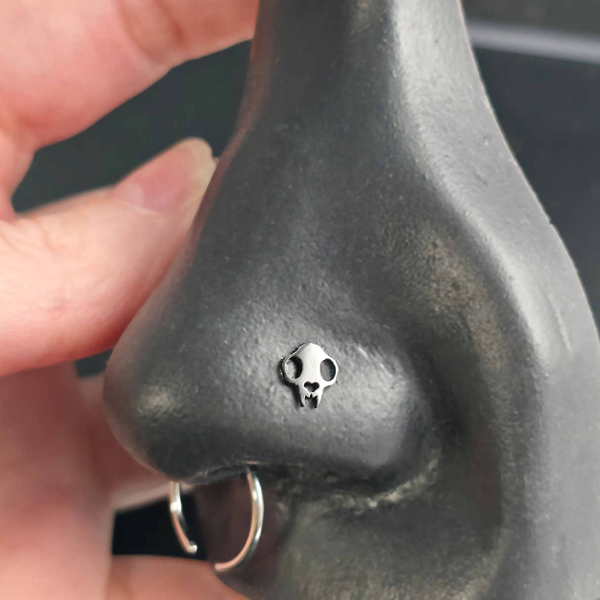 Cat Skull Silhouette Nose Stud + Earring