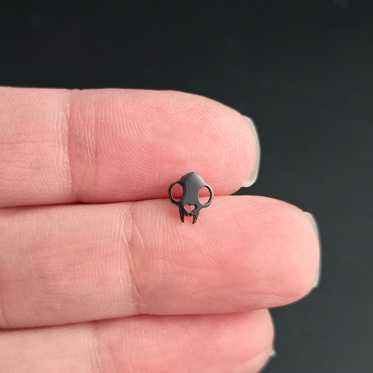 Cat Skull Silhouette Nose Stud + Earring