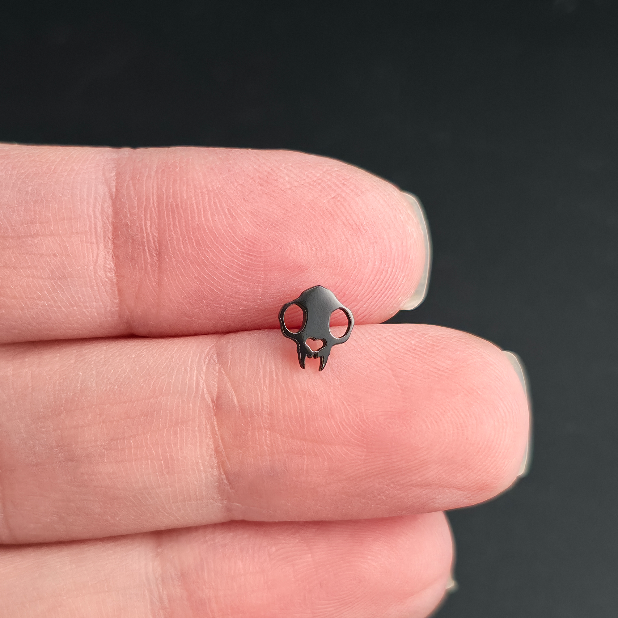 Cat Skull Silhouette Nose Stud + Earring