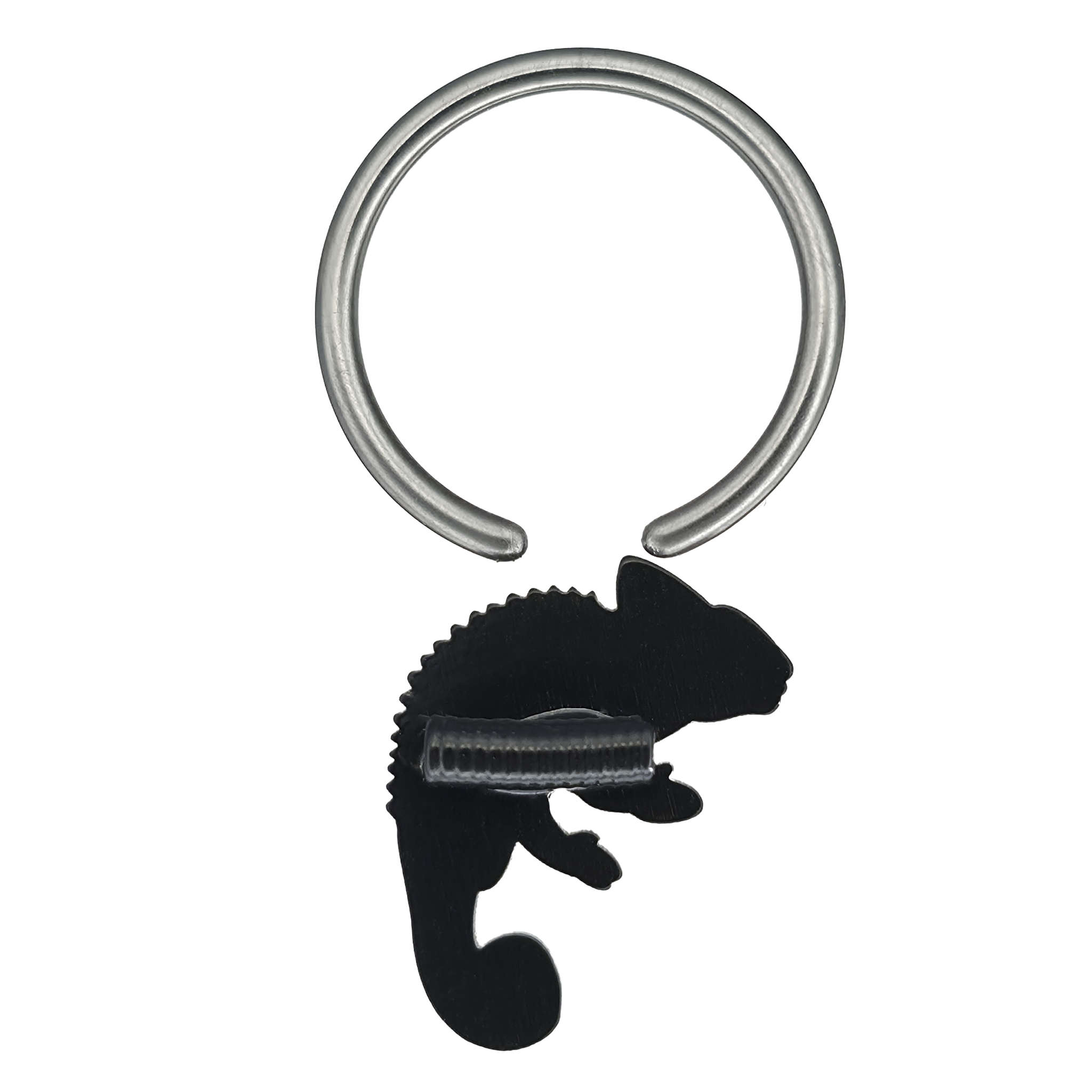 back side of chameleon skeleton captive bead ring