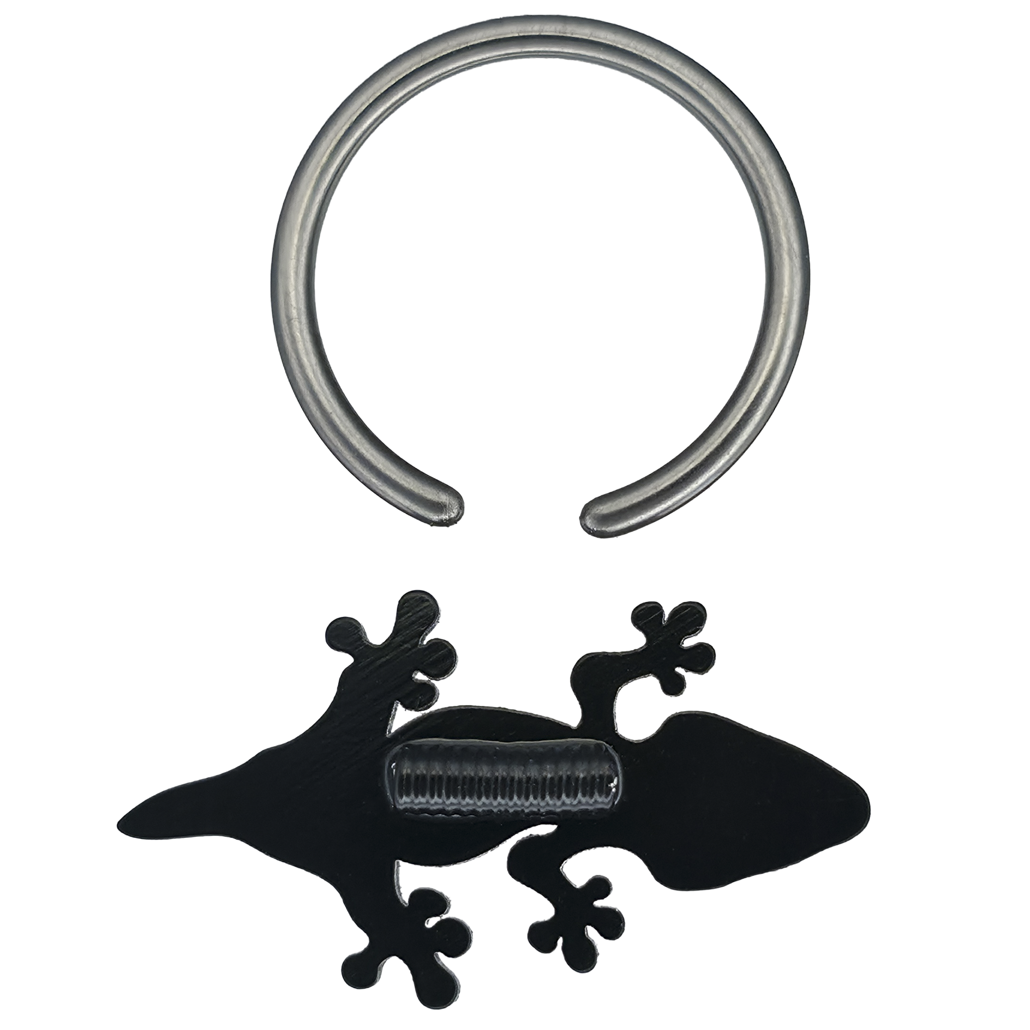 back side of crested gecko skeleton captive bead ring