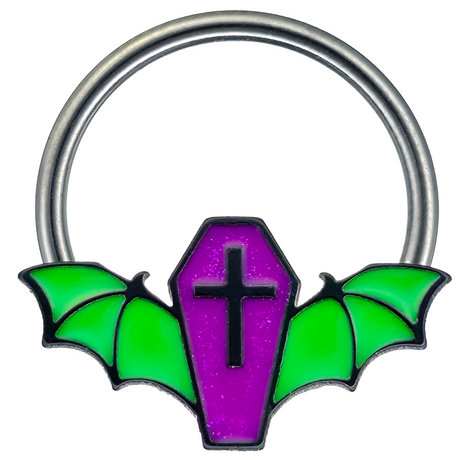 purple and green coffin bat septum ring