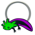 green and purple axolotl captive bead ring