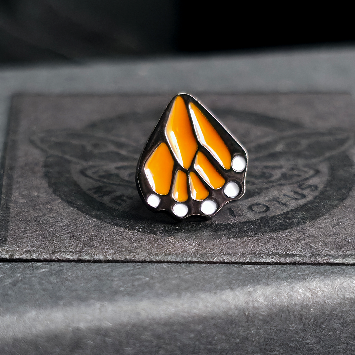 orange butterfly wing nose stud