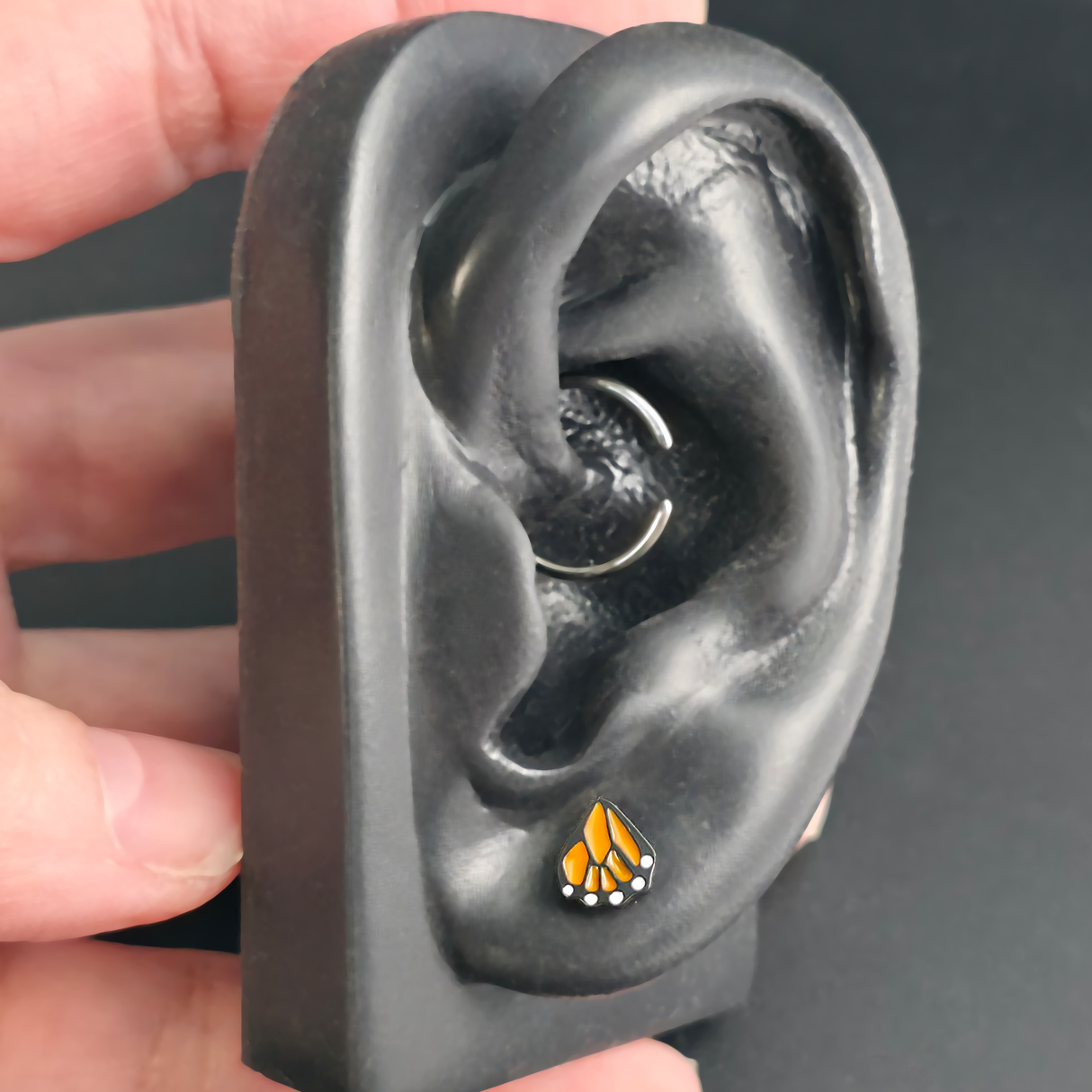 Monarch Butterfly Bottom Wing Nose Stud + Earring