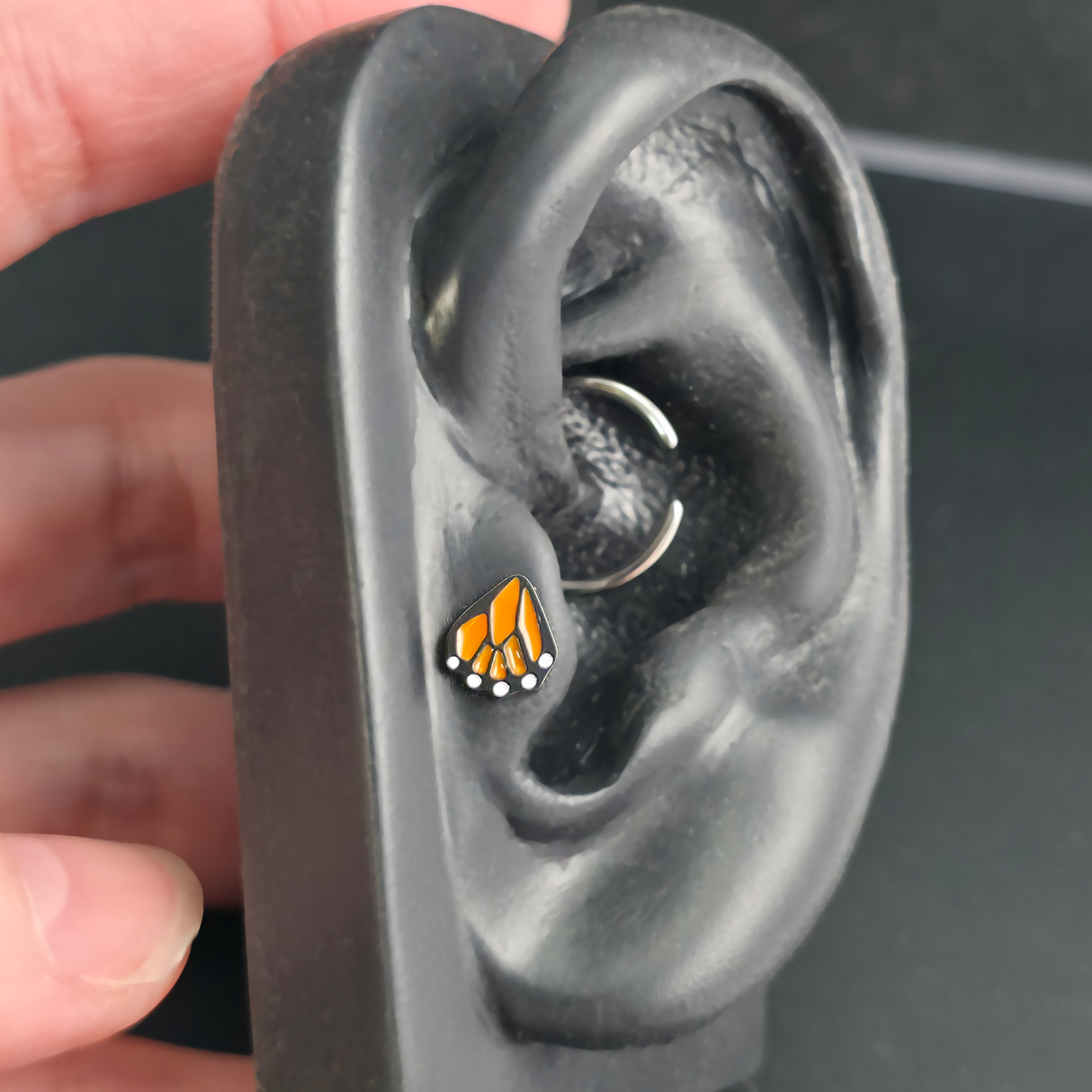 Monarch Butterfly Hindwing Nose Stud + Earring