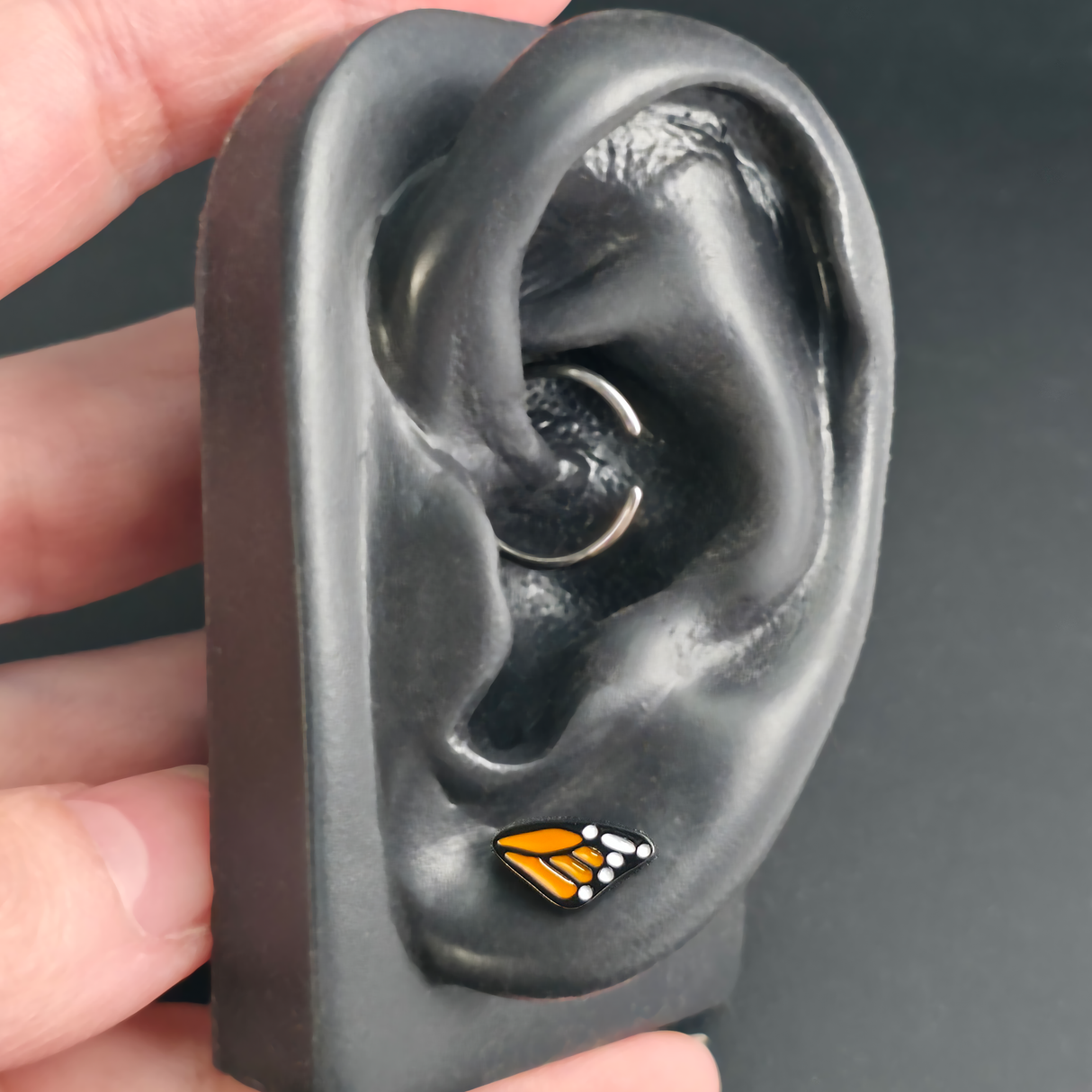 Monarch Butterfly Top Wing Nose Stud + Earring