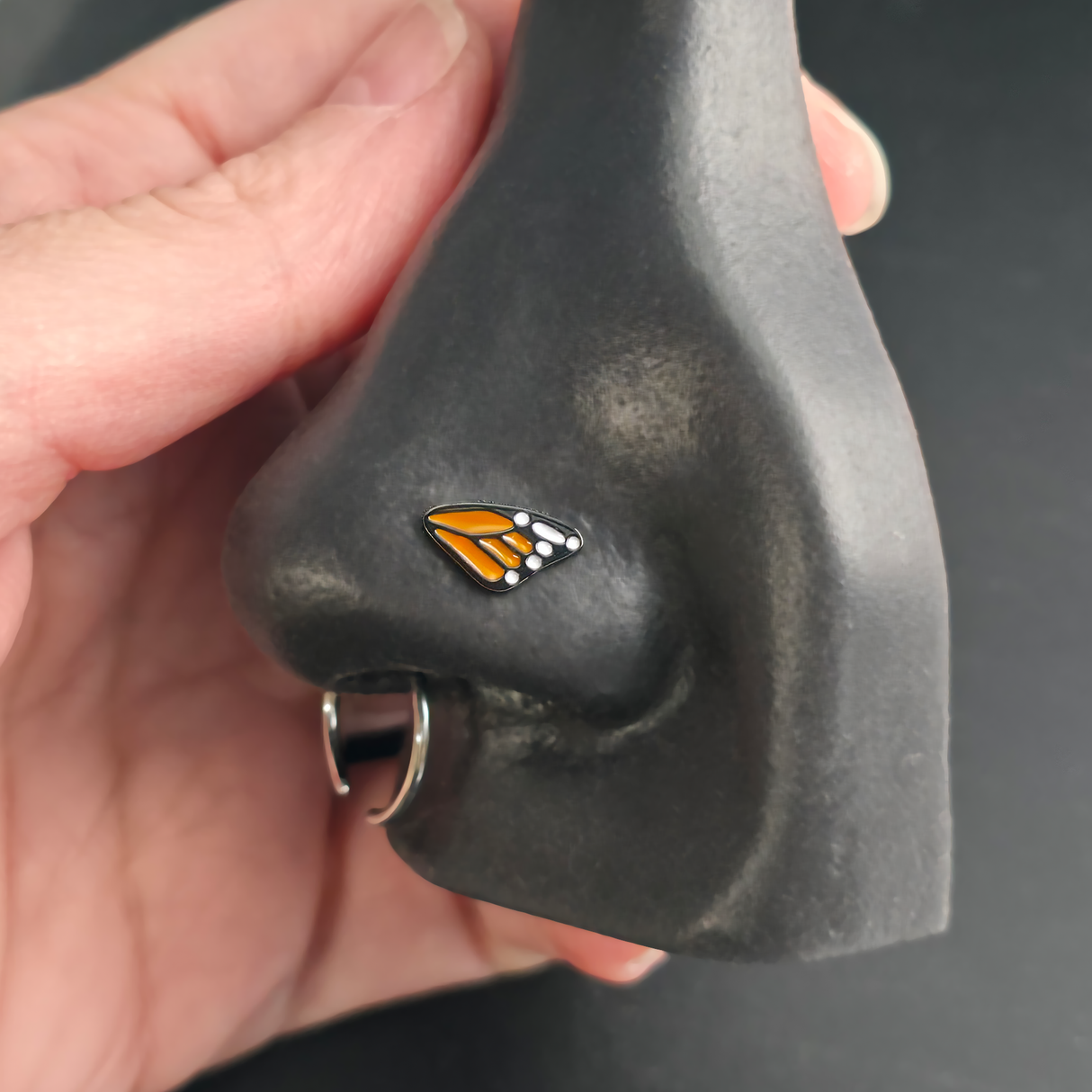 Monarch Butterfly Top Wing Nose Stud + Earring