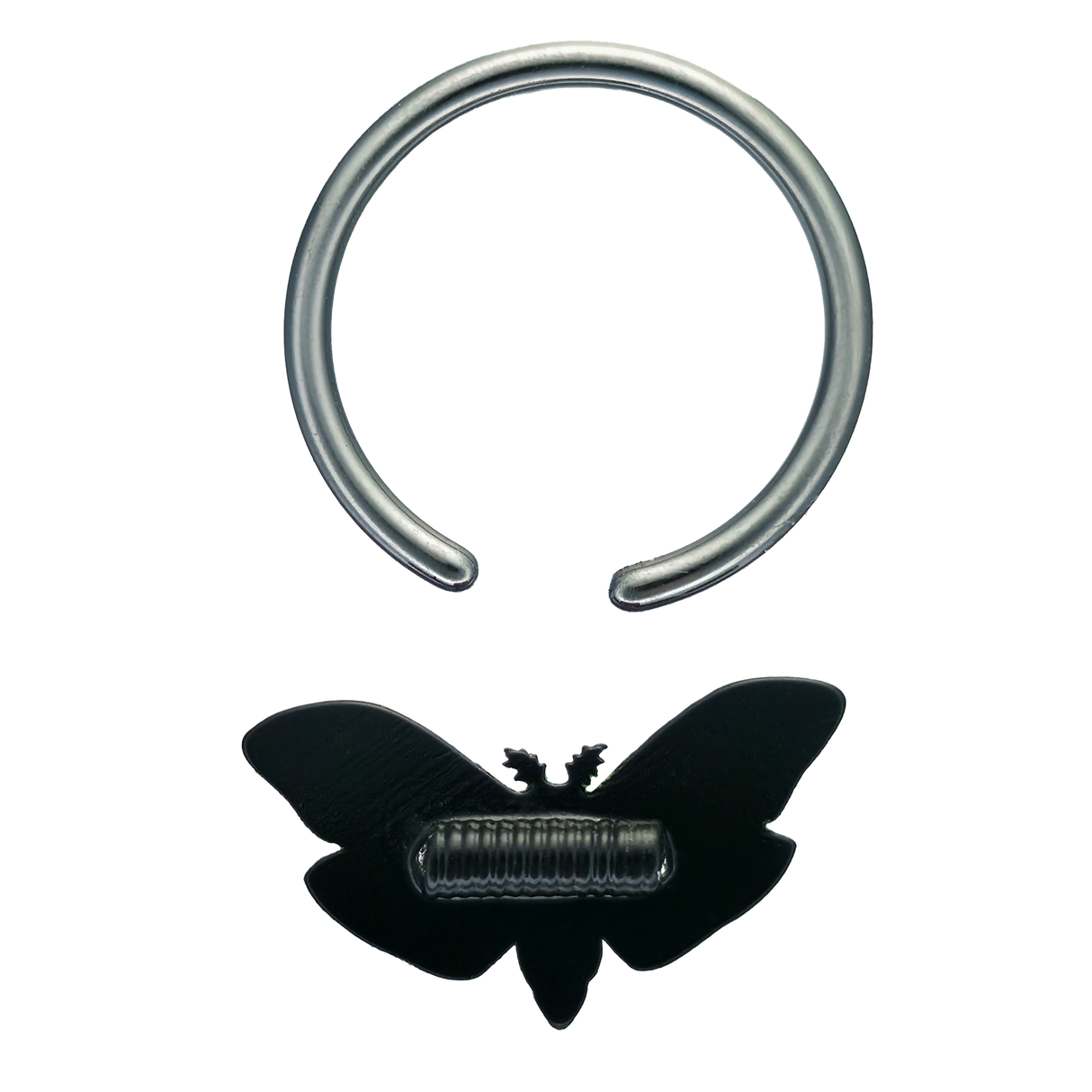 back side of rainbow death moth septum ring