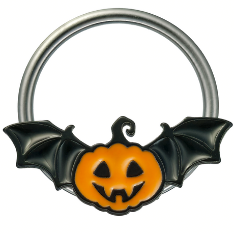 halloween pumpkin bat septum ring