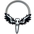 raven skull with wings captive bead ring