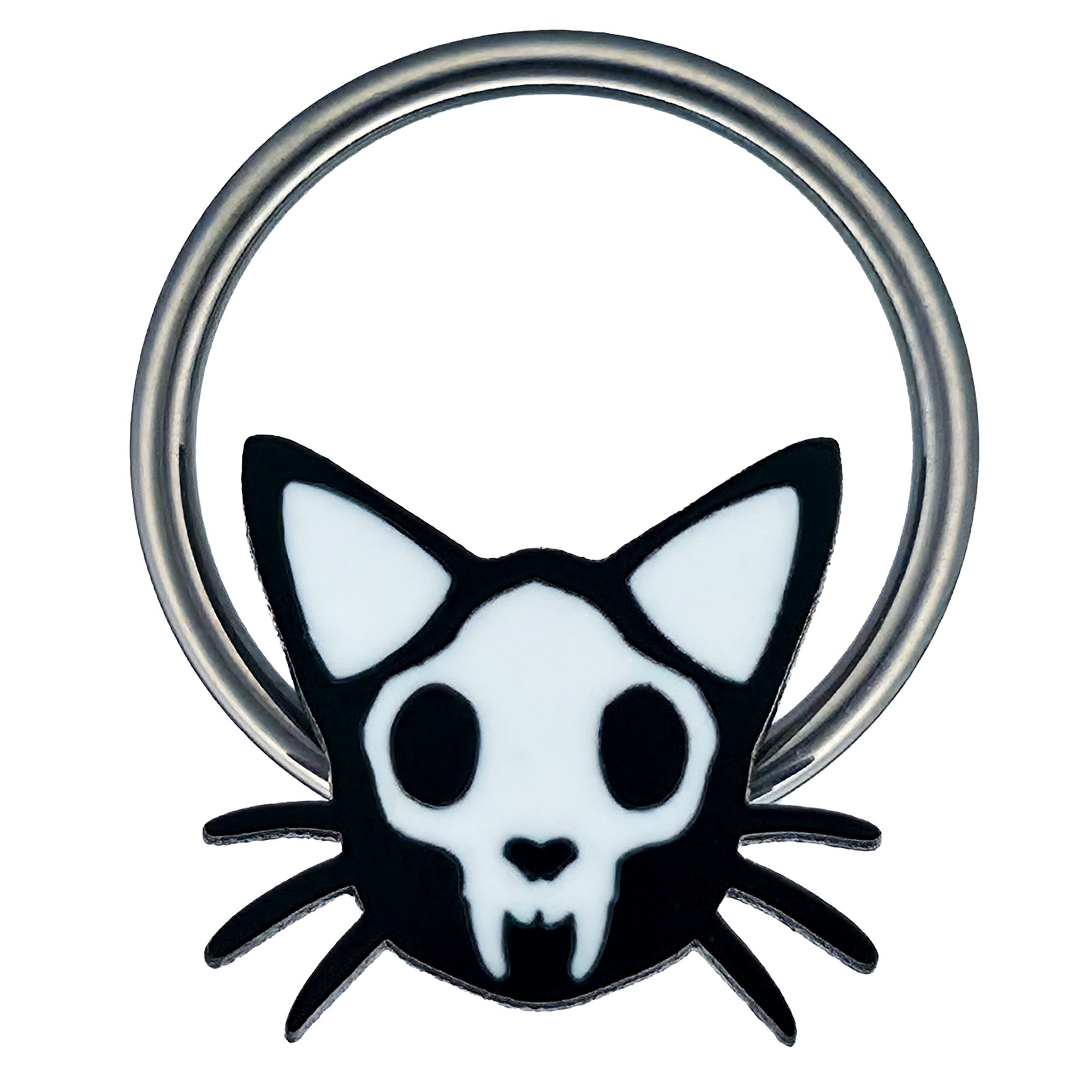 cat skull captive bead ring