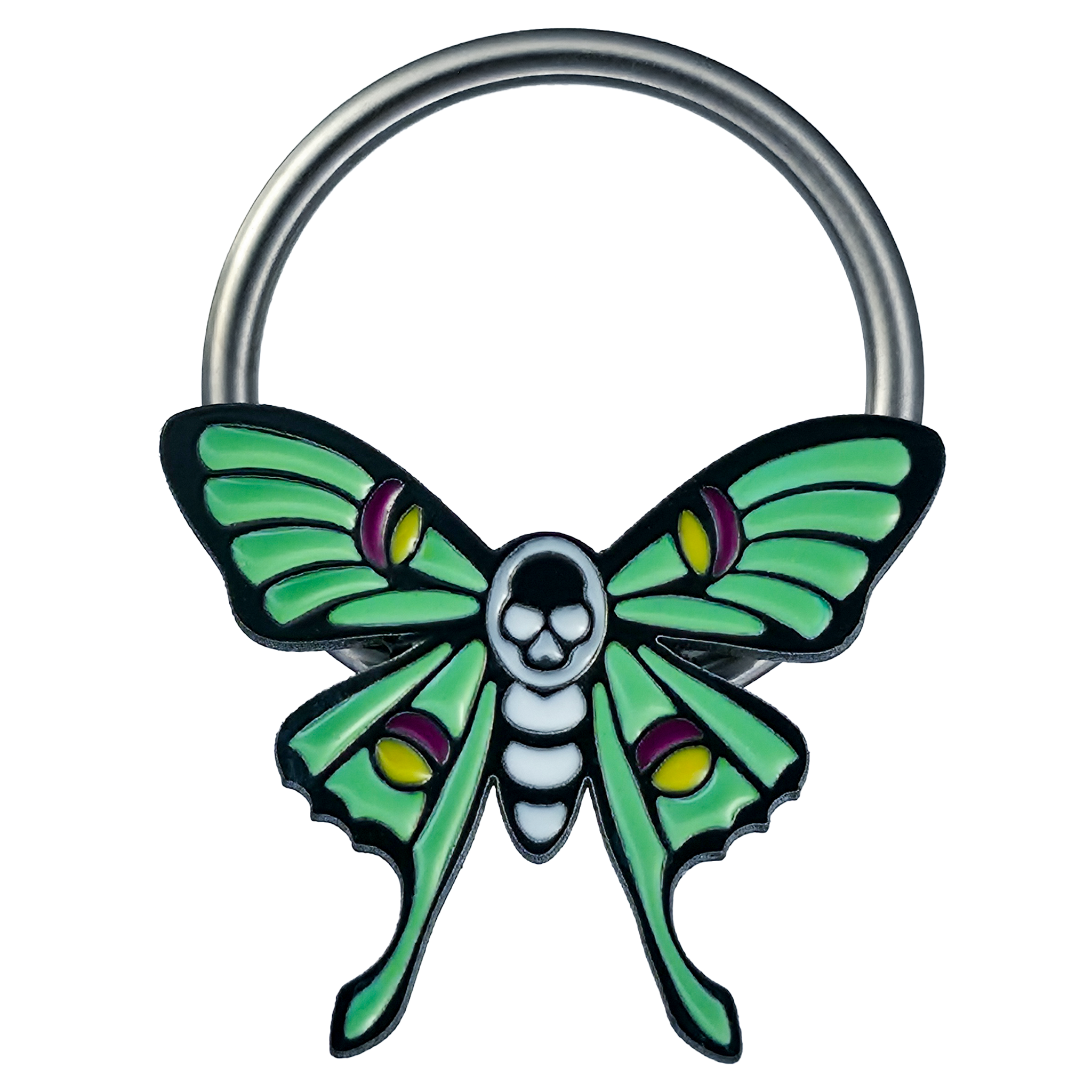 skull luna moth captive bead ring