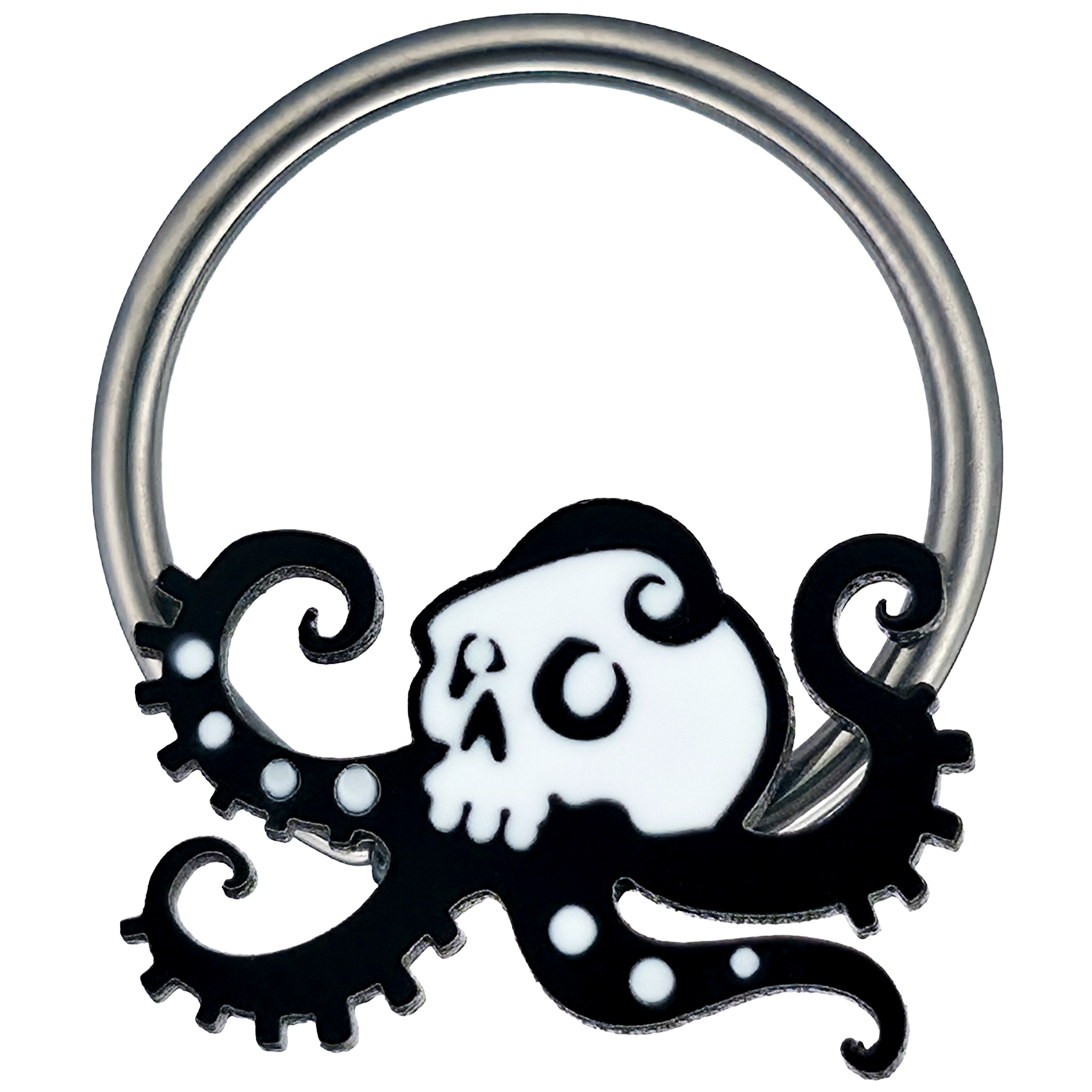 skull octopus captive bead ring