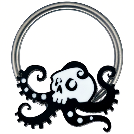 skull octopus captive bead ring