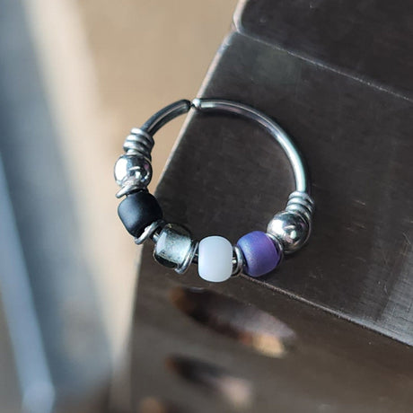 Asexual Flag Beaded Nose Ring Hoop - Metal Lotus