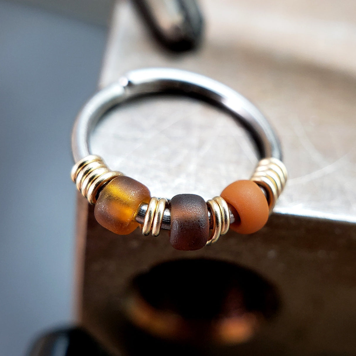 Brownie - Brown Nose Ring Hoop - Metal Lotus