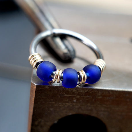 Celestial - Cobalt Blue Nose Ring Hoop - Metal Lotus
