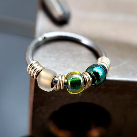 Dragon's Scale - Green & Gold Nose Ring Hoop - Metal Lotus