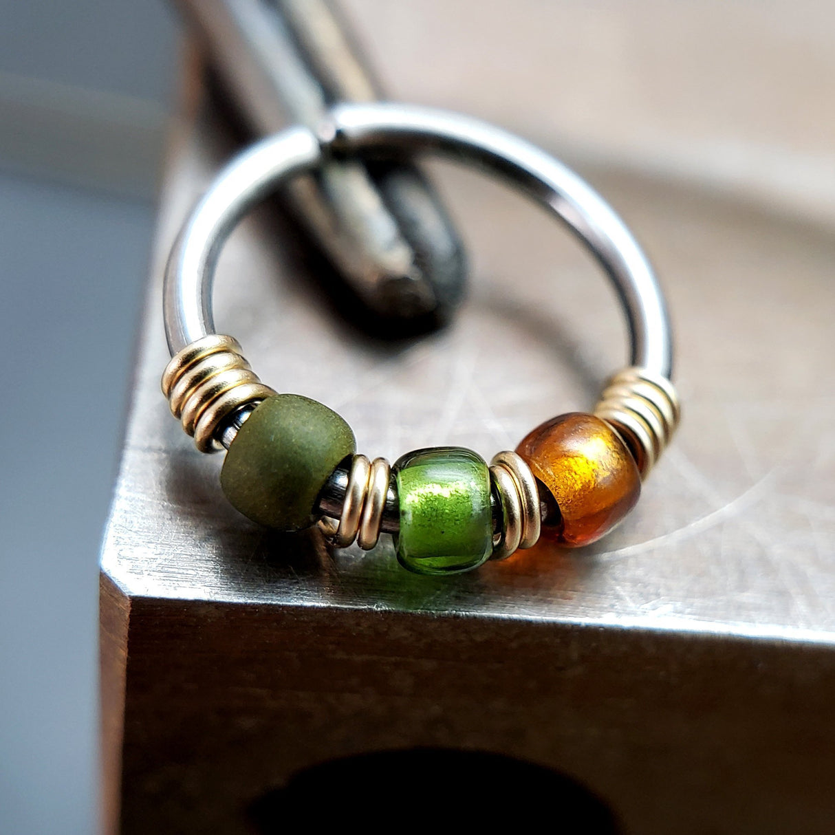 Forest Moss - Earth Tone Nose Ring Hoop - Metal Lotus