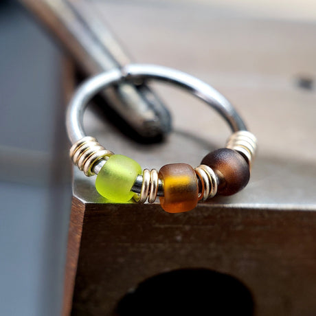 Green Tea - Brown & Green Nose Ring Hoop - Metal Lotus