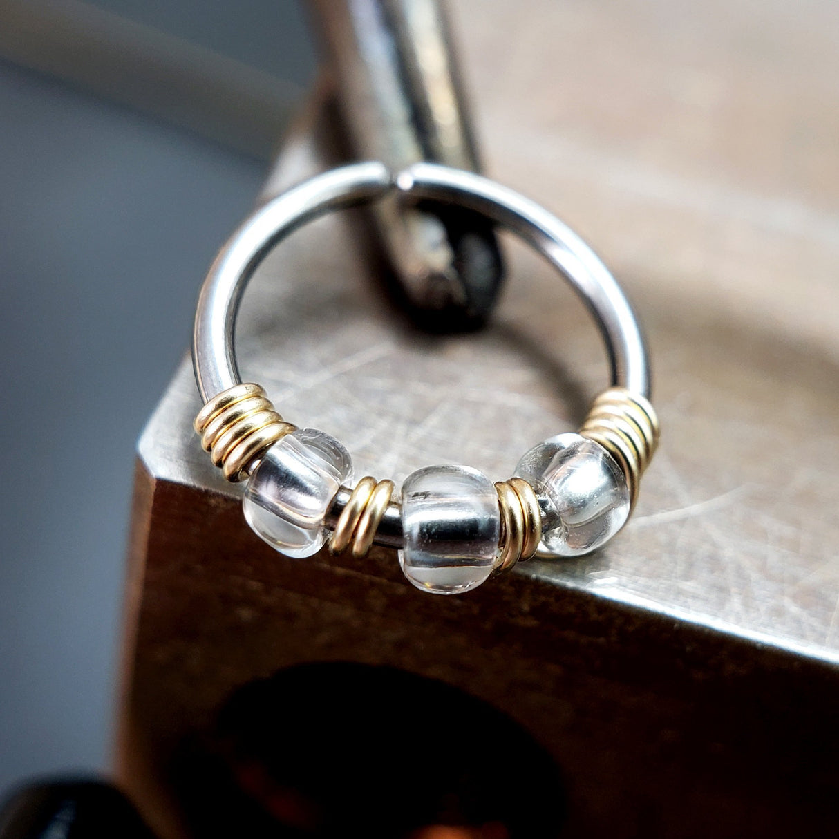 Ice - Clear Nose Ring Hoop - Metal Lotus