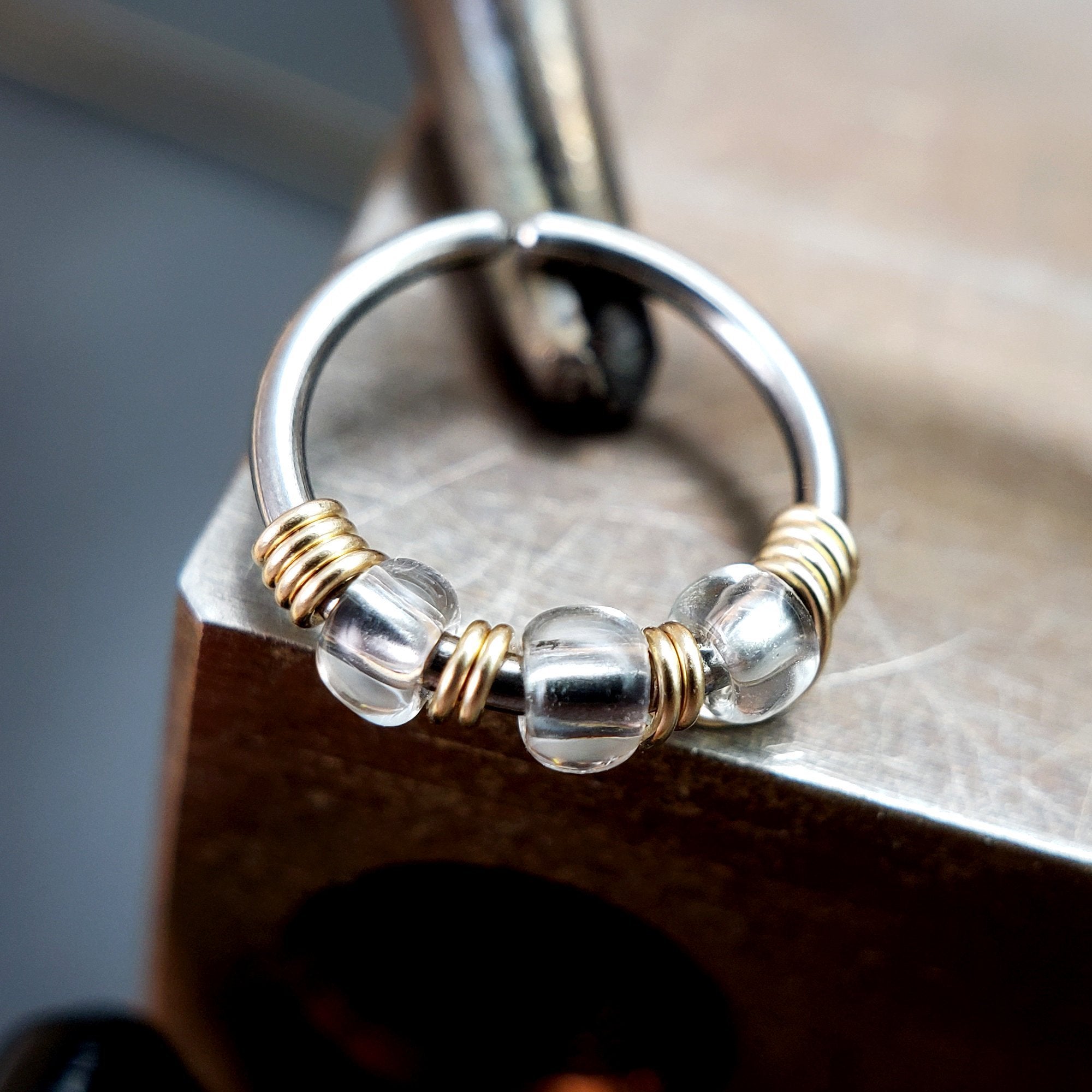 Ice - Clear Nose Ring Hoop - Metal Lotus