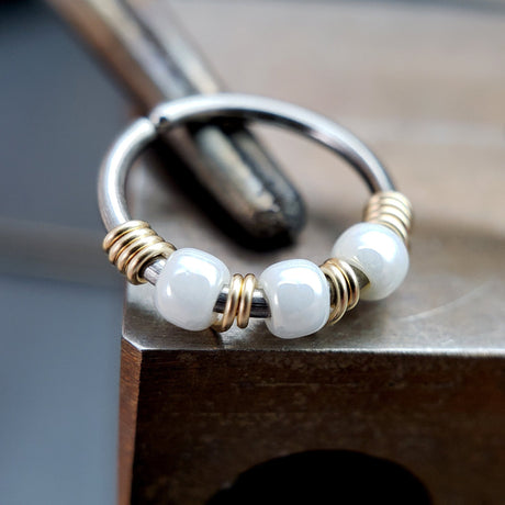 Illuminate - White Nose Ring Hoop - Metal Lotus