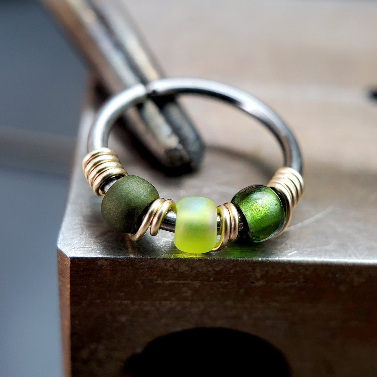 Lettuce - Green Jewel Tone Nose Ring Hoop - Metal Lotus