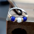 Nautical - Blue & White Nose Ring Hoop - Metal Lotus
