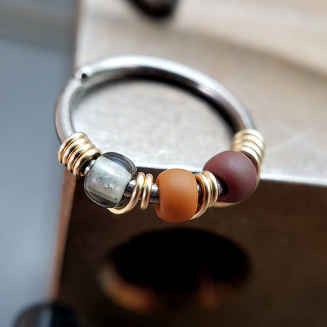 Red Rock - Brown & Grey Nose Ring Hoop - Metal Lotus