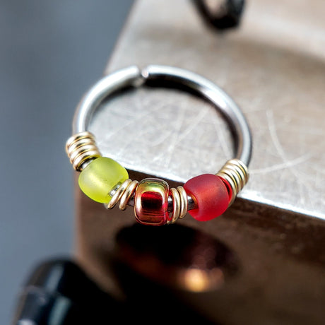 Strawberry - Red & Green Nose Ring Hoop - Metal Lotus