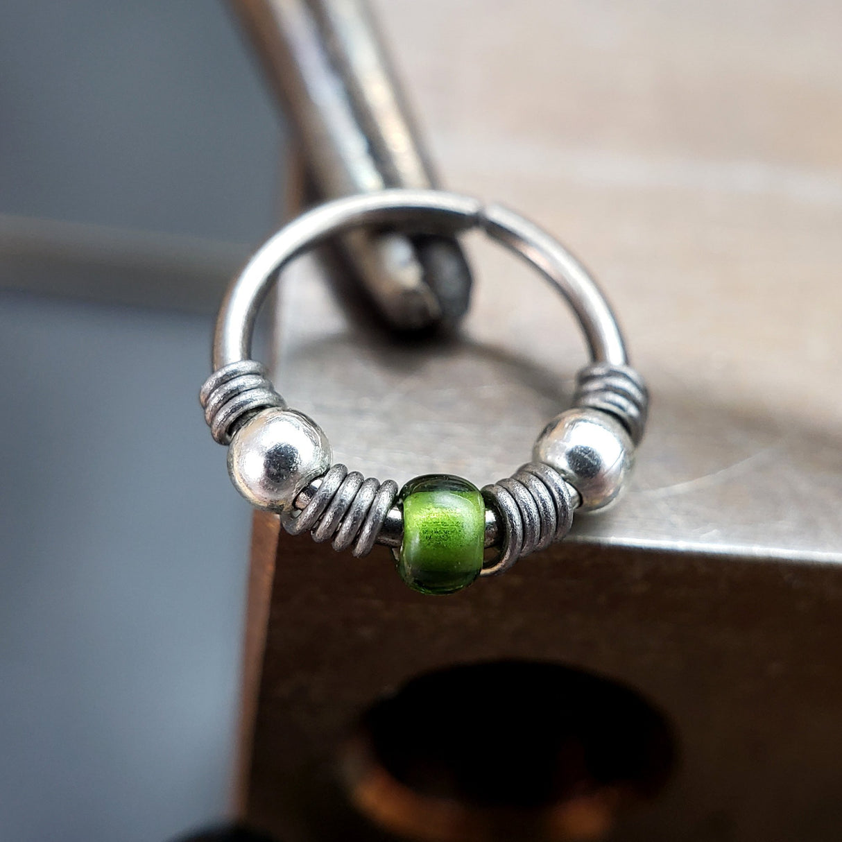 Studded - Custom Beaded Nose Ring Hoop - Metal Lotus