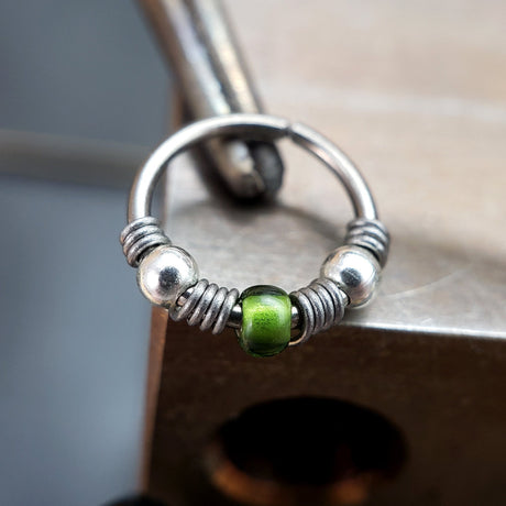 Studded - Custom Beaded Nose Ring Hoop - Metal Lotus