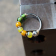 Sunflower - Green + Yellow Beaded Nose Ring Hoop - Metal Lotus