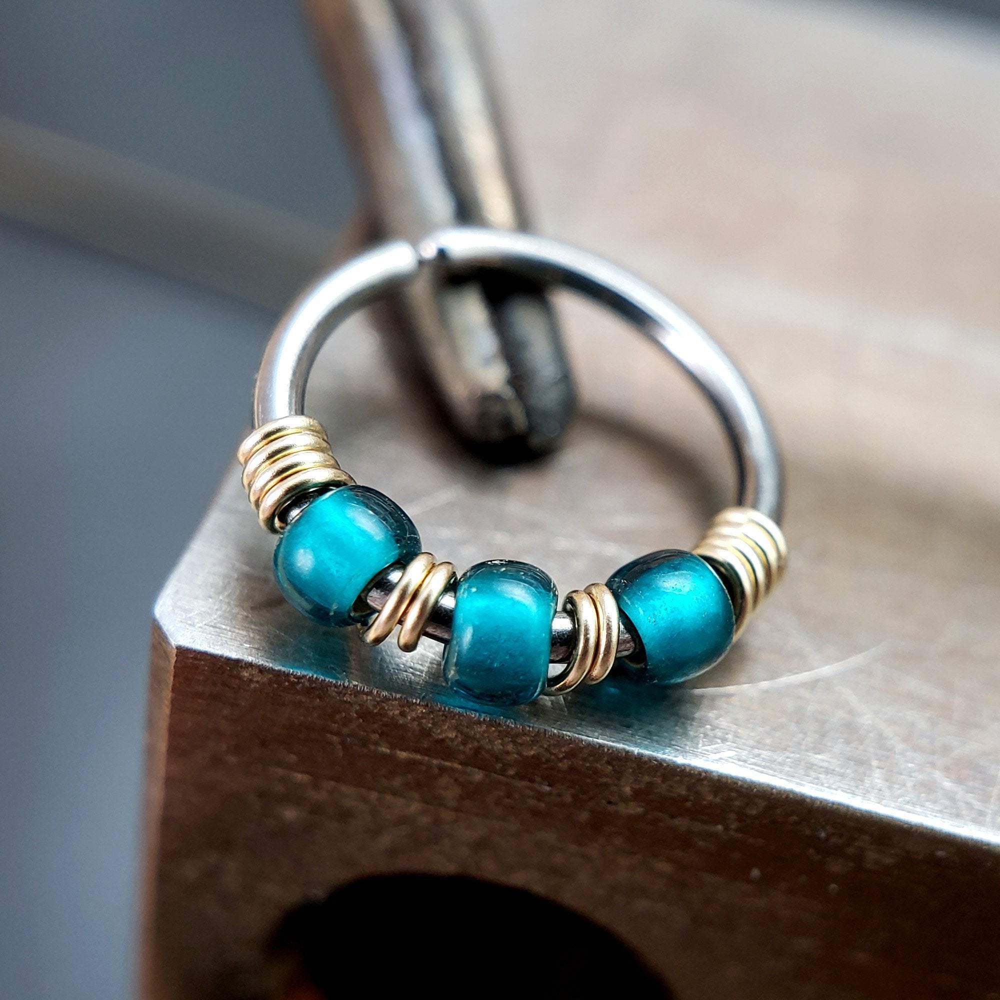 Tidal - Teal Nose Ring Hoop - Metal Lotus