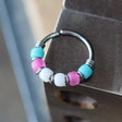 Transgender Flag Beaded Nose Ring Hoop - Metal Lotus