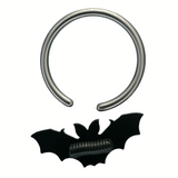 back side of halloween bat captive bead ring
