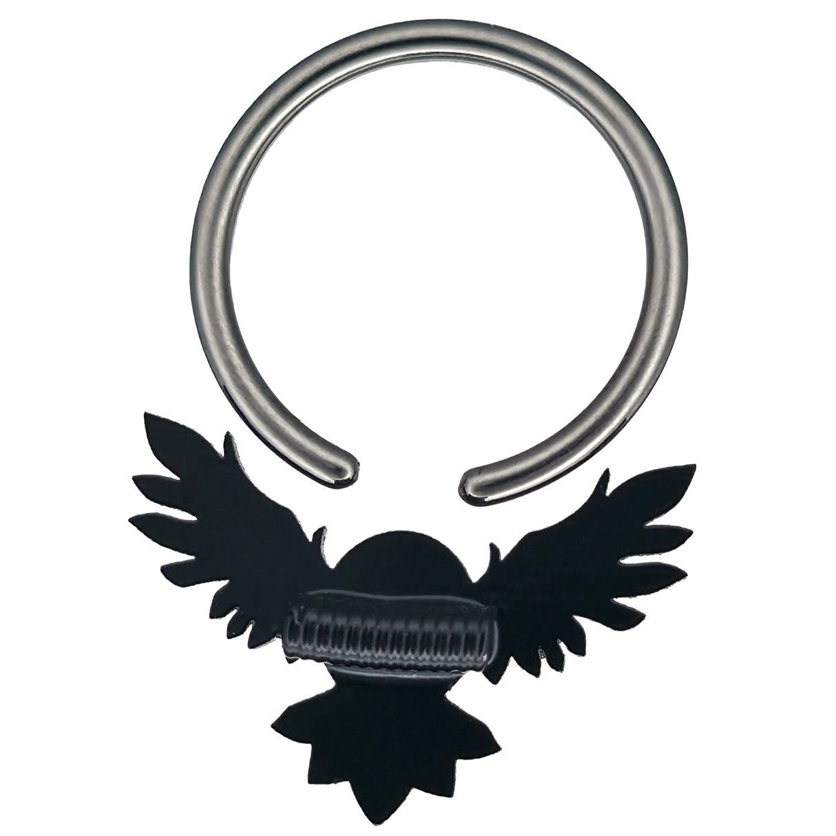 back side of owl skeleton captive bead ring