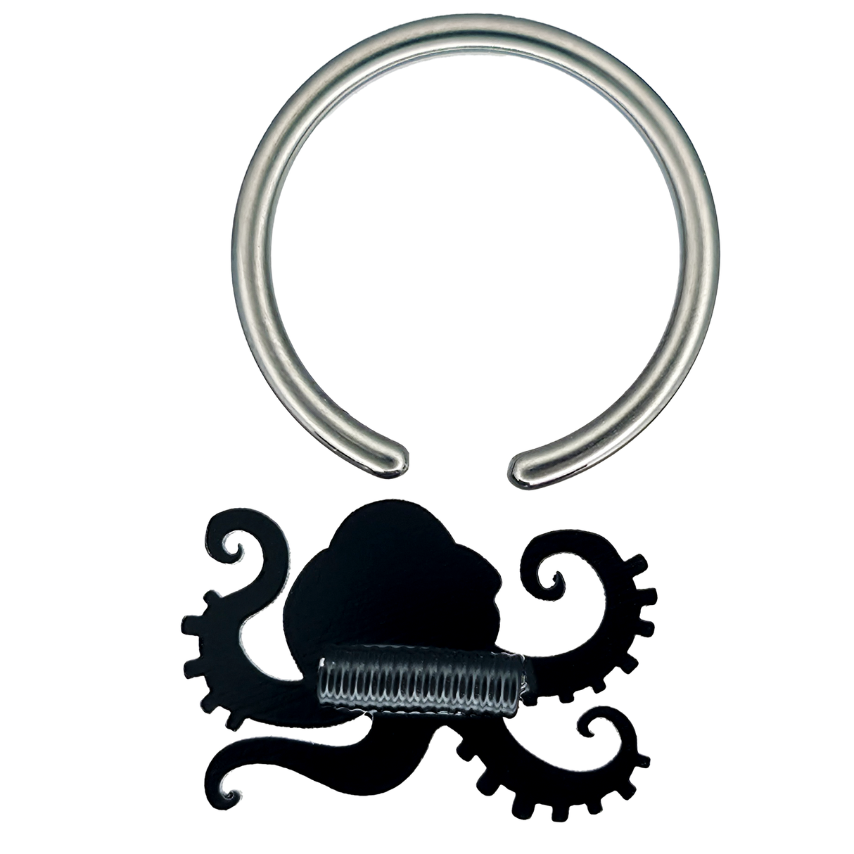 back side of skull octopus captive bead ring