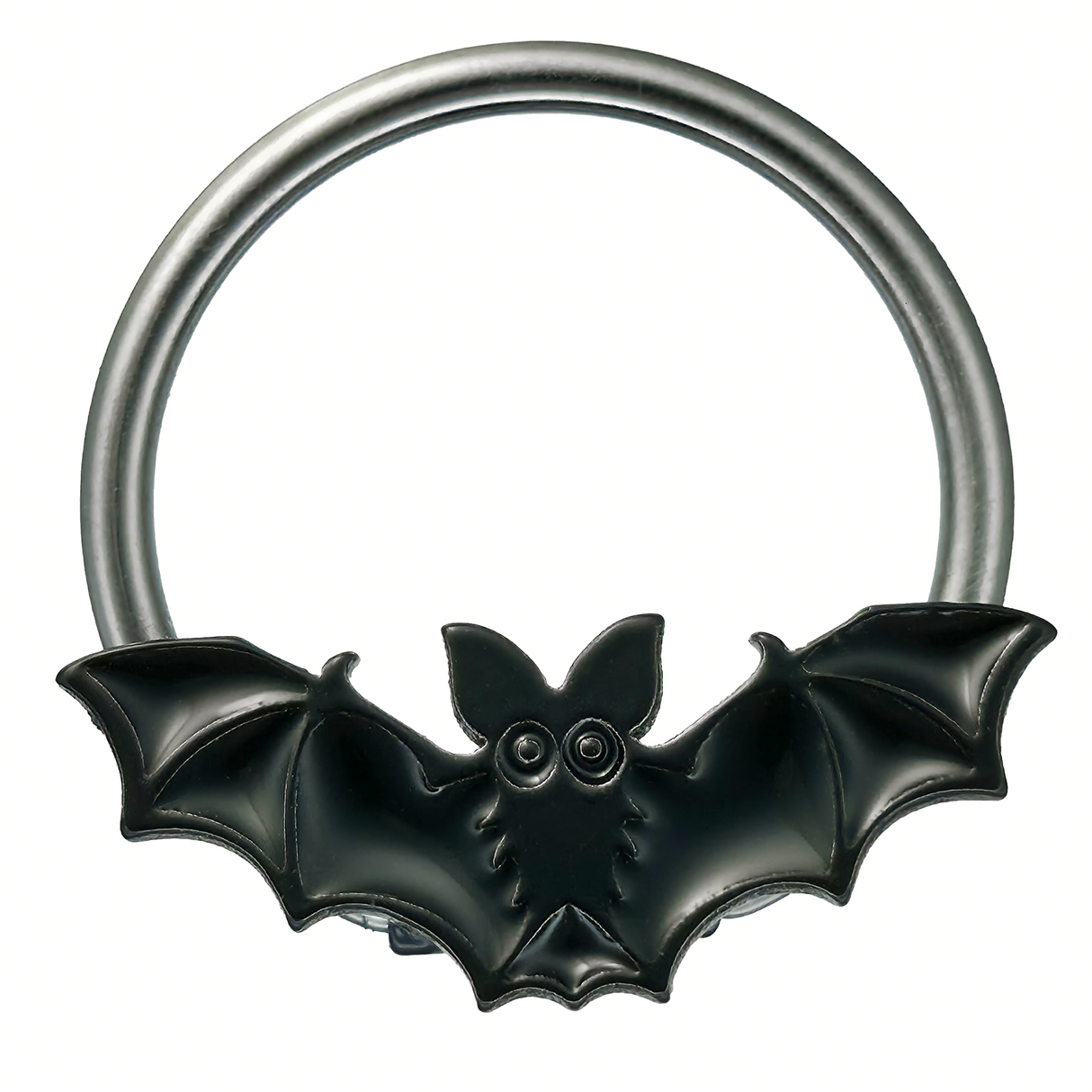 black halloween bat captive bead ring