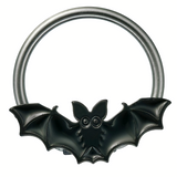 black halloween bat captive bead ring