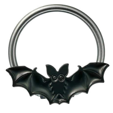 black halloween bat captive bead ring