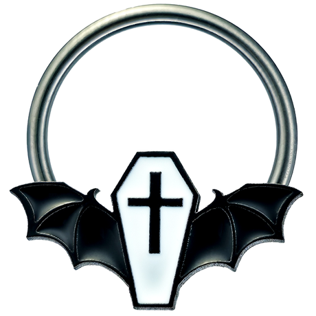 black and white coffin bat captive bead ring